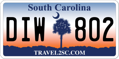 SC license plate DIW802