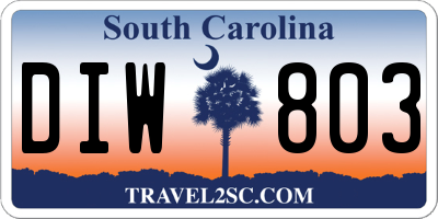 SC license plate DIW803