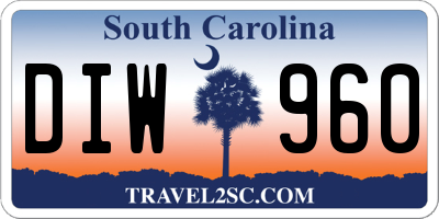 SC license plate DIW960