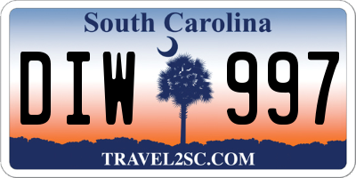 SC license plate DIW997