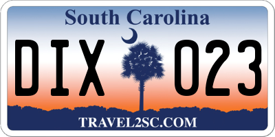 SC license plate DIX023