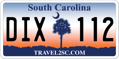 SC license plate DIX112