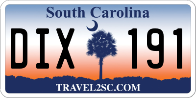 SC license plate DIX191
