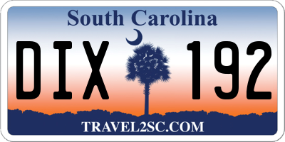 SC license plate DIX192