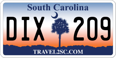 SC license plate DIX209