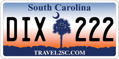 SC license plate DIX222