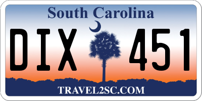 SC license plate DIX451