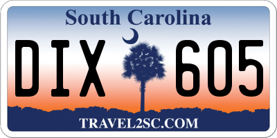 SC license plate DIX605