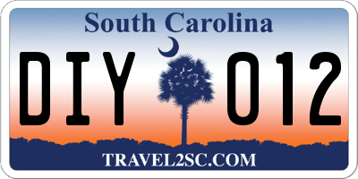 SC license plate DIY012