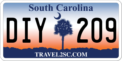 SC license plate DIY209