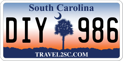 SC license plate DIY986