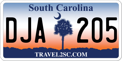SC license plate DJA205