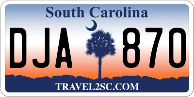 SC license plate DJA870