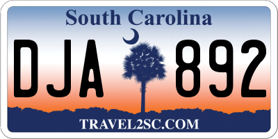 SC license plate DJA892