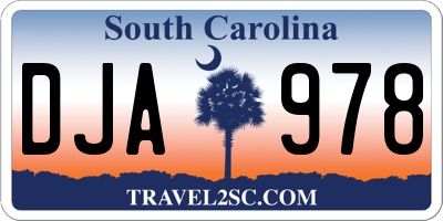 SC license plate DJA978