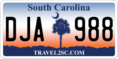 SC license plate DJA988
