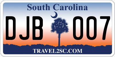 SC license plate DJB007