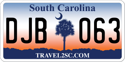 SC license plate DJB063