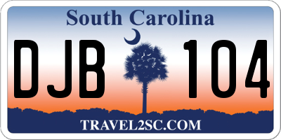 SC license plate DJB104