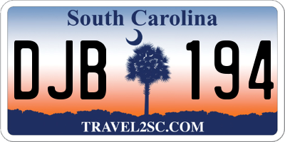 SC license plate DJB194