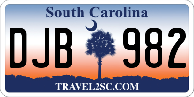 SC license plate DJB982
