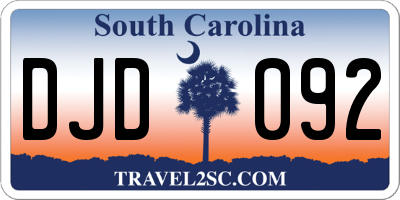 SC license plate DJD092