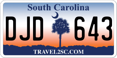 SC license plate DJD643