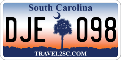 SC license plate DJE098