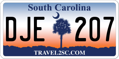 SC license plate DJE207