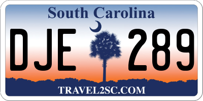 SC license plate DJE289