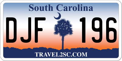 SC license plate DJF196