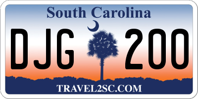 SC license plate DJG200
