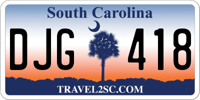 SC license plate DJG418