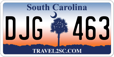 SC license plate DJG463