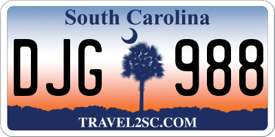 SC license plate DJG988
