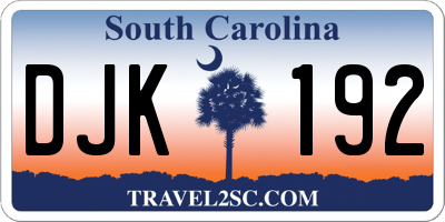 SC license plate DJK192
