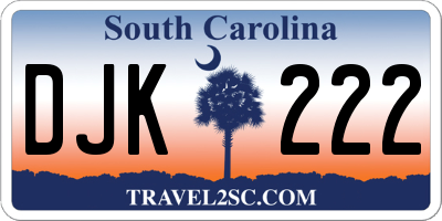 SC license plate DJK222