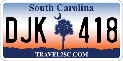 SC license plate DJK418