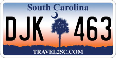 SC license plate DJK463