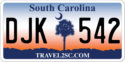 SC license plate DJK542