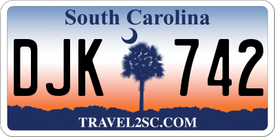 SC license plate DJK742