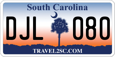SC license plate DJL080