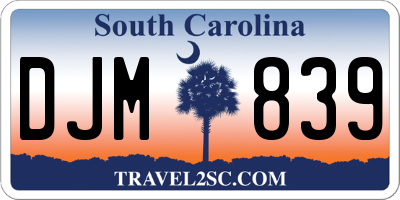 SC license plate DJM839