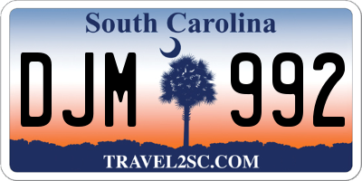 SC license plate DJM992