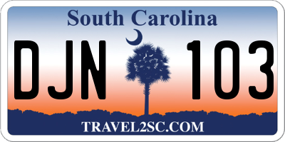 SC license plate DJN103