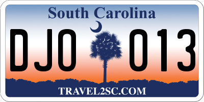 SC license plate DJO013
