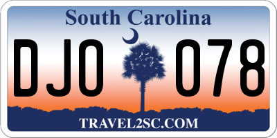 SC license plate DJO078