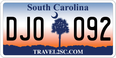 SC license plate DJO092