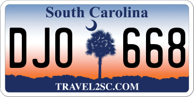 SC license plate DJO668
