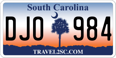 SC license plate DJO984
